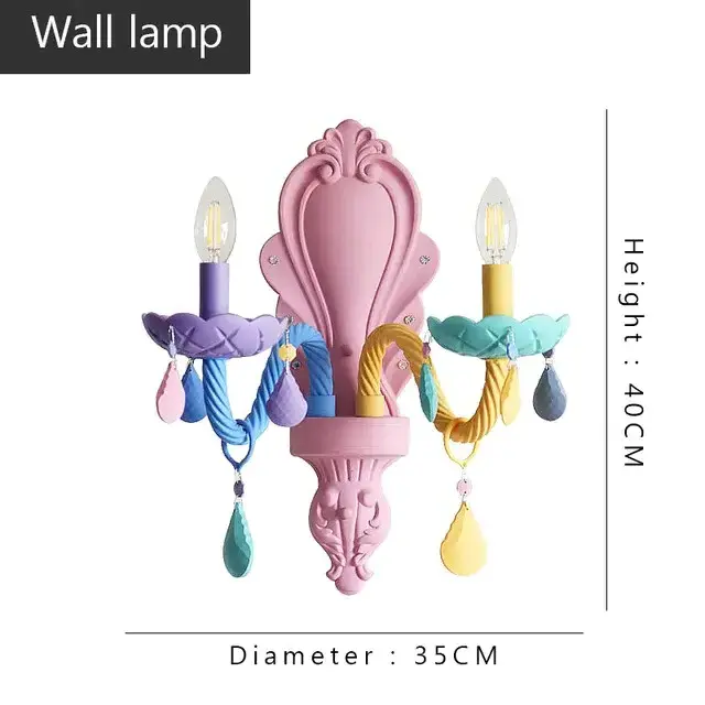 Modern Macaron Colorful Crystal Chandelier Rainbow Candle Lustres American Girl Princess Children Room Luminaire Light Fixtures