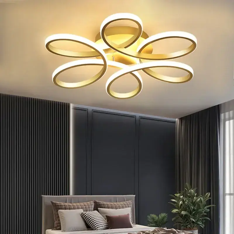 Modern LED Lamp For Living Room Restaurant Bedroom Chandelier Six Petal Flower Design Ceiling Lights Home Decor Fixture