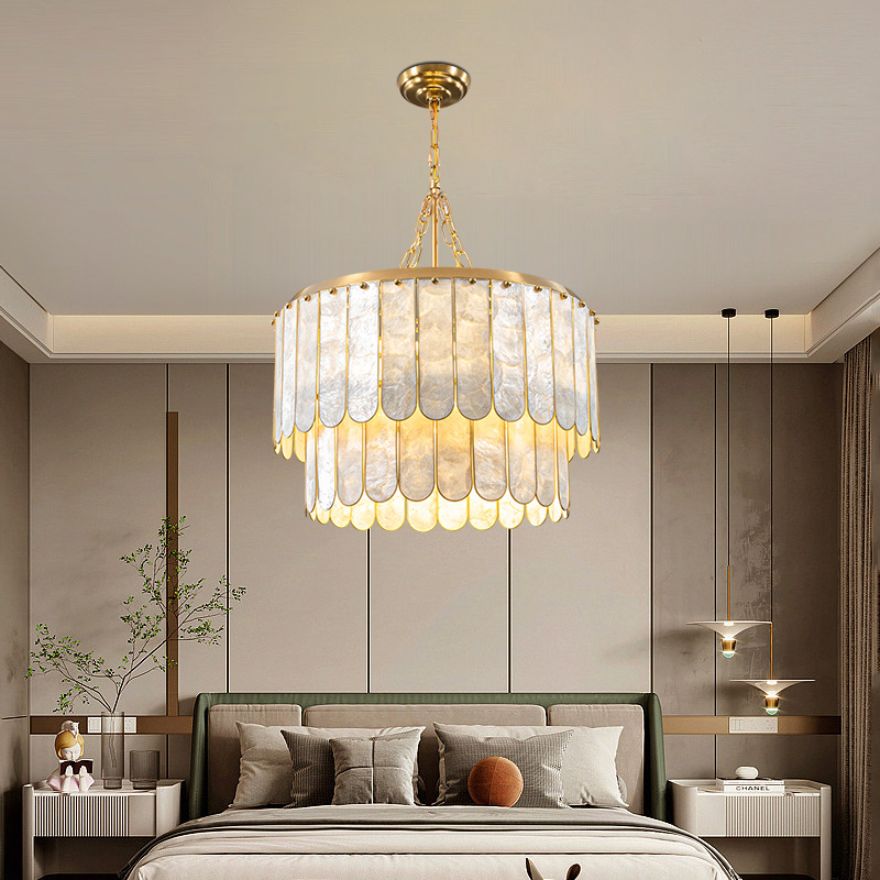 New modern Shell Chandelier Capiz Wedding decorative gold pendant light Living Room Restaurant