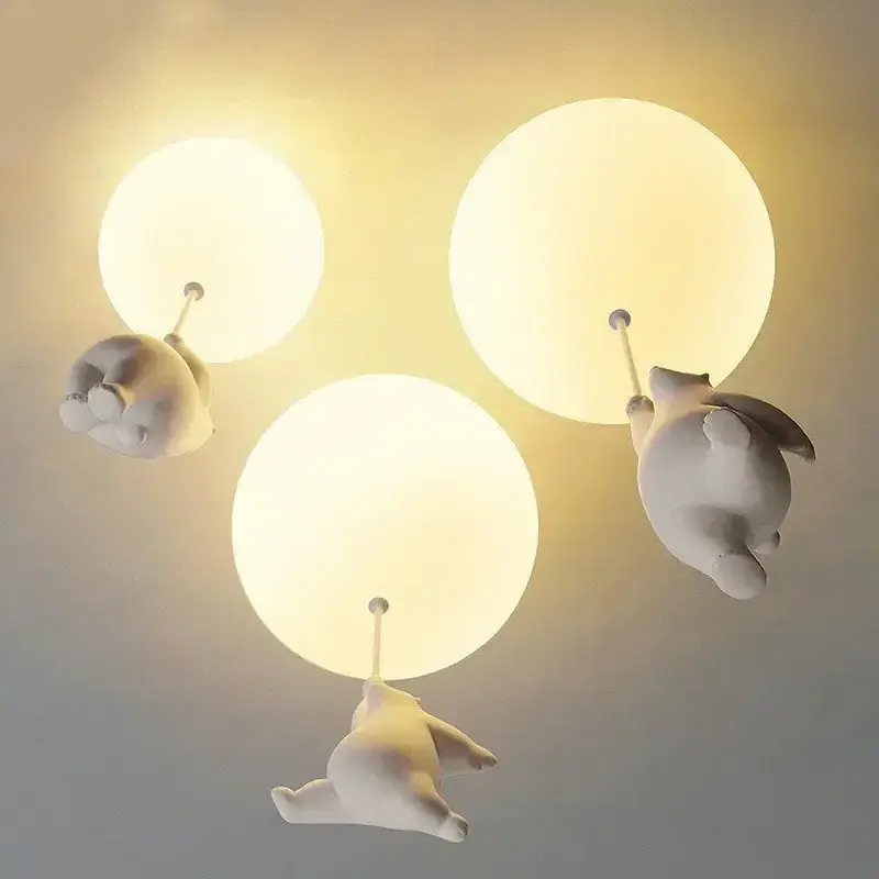 Bedroom Pendant Lights Kid's Nursery Cartoon Bear Hanging Lamps For Living Room Decor Balloon Ceiling Chandelier