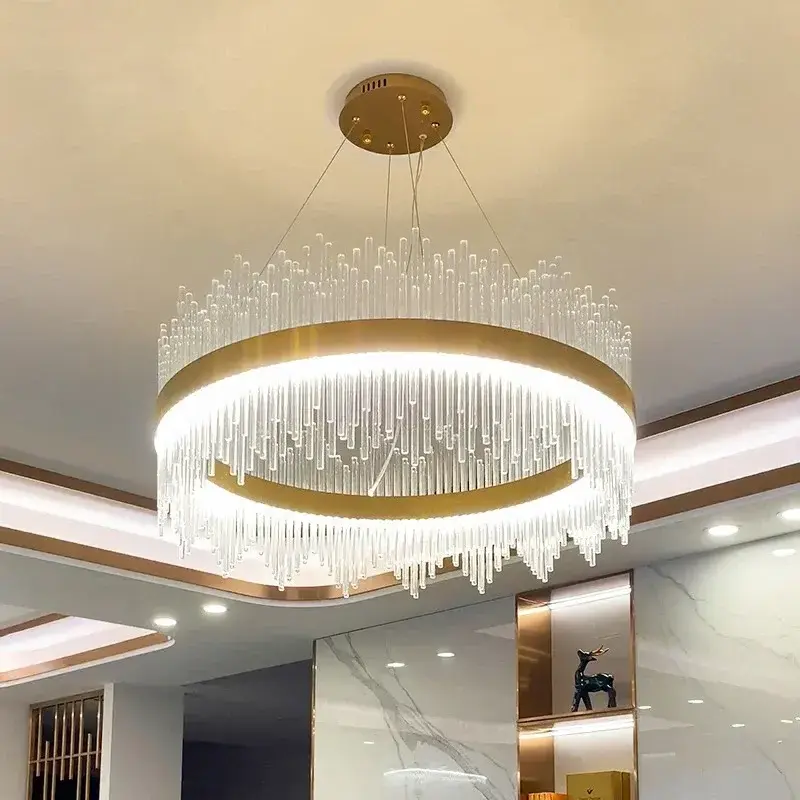 Nordic Lustre Crystal Chandelier Bedroom LED Chandeliers Living Room Hanging Lamp Kitchen Pendant Light Golden Lighting Fixture