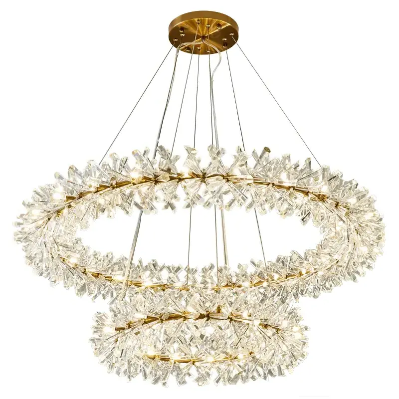 Nordic Flower Crystal Led Ceiling Chandelier Mid Century Modern 40 60 80 Ring Hanging Lamp Living Room Decoration Pendant Lights