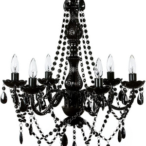 Modern European retro living room chandelier dining room villa lamp black crystal chandelier