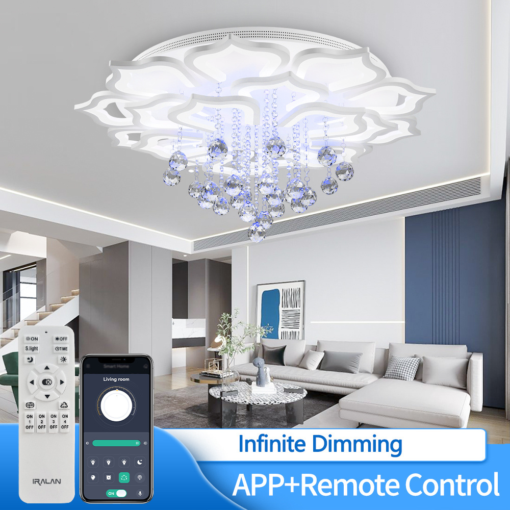 Modern LED Ceiling Lights Fixtures For Living Room K9 Crystal Home Bedroom Lamp With APP Dimmable Lustre Chandeliers