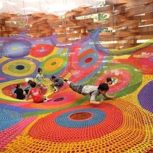 Customized Rainbow Climbing Rope Net Play Hand Indoor Playground Crocheted Climbing Net