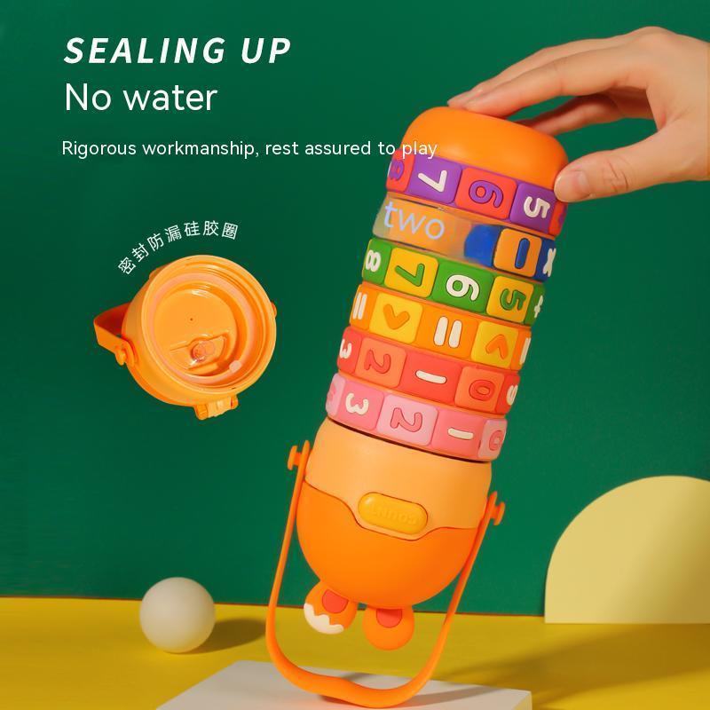 Cute Design math educational 15oz Large Capacity Children's Digital Thermos Cup Puzzle 316 Stainless Steel Water Bottle For Kids