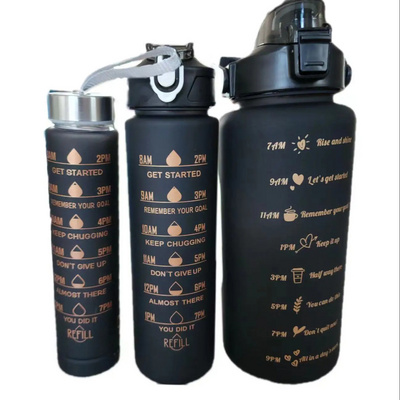 3 In 1Set 2L Gallon Botella De Agua Bpa Free Plastic 1 Liter Plastic Water Bottle With Motivation