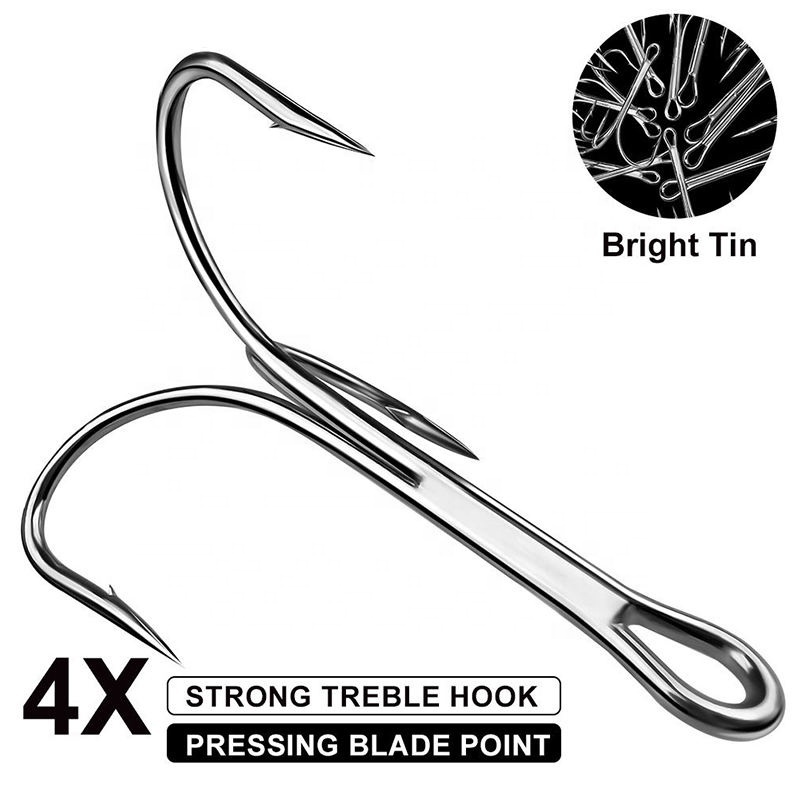 10pcs/bag 6/0# 7/0# 8/0# 9/0# 10/0# Big Size High Carbon Steel Treble Hook For Freshwater And Freshwater