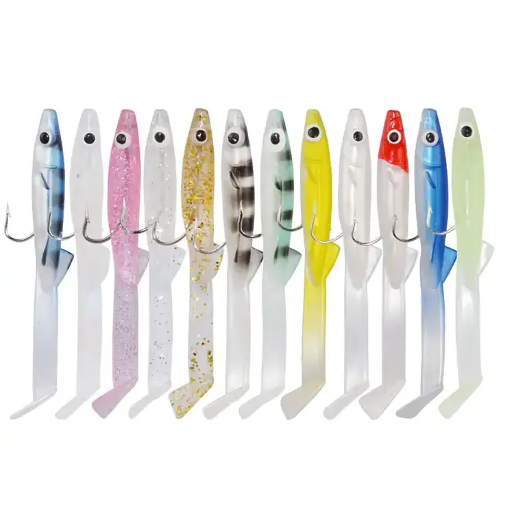 Fishing Lure Fish Eel Lure white Blue Soft Baits with hook 8cm 2.3g Small Fish Eel Artificial bait Pesca Leurre