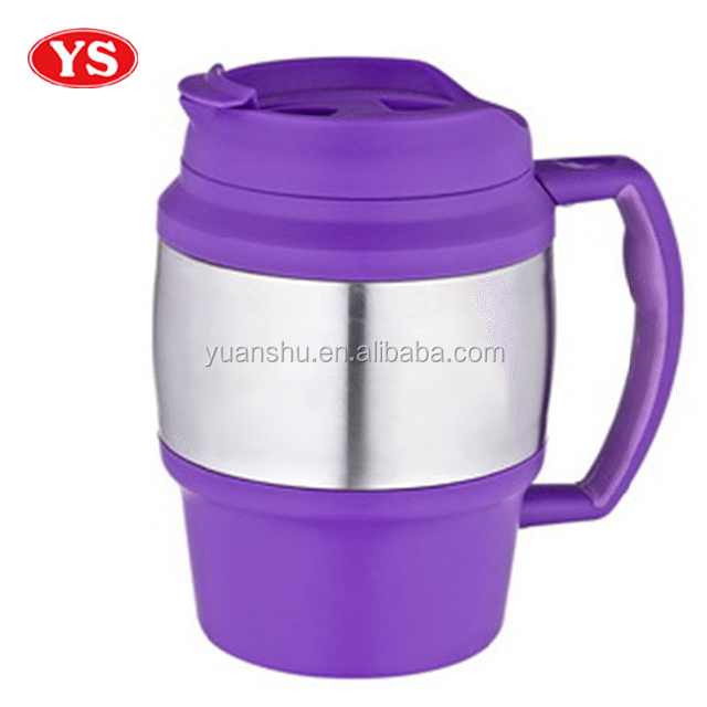 20oz inner plastic and outer stainless thermos bubba mug with handle