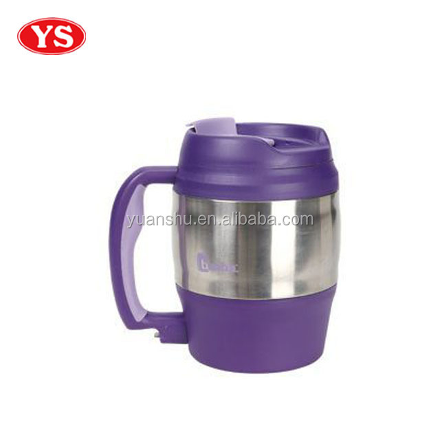 20oz inner plastic and outer stainless thermos bubba mug with handle