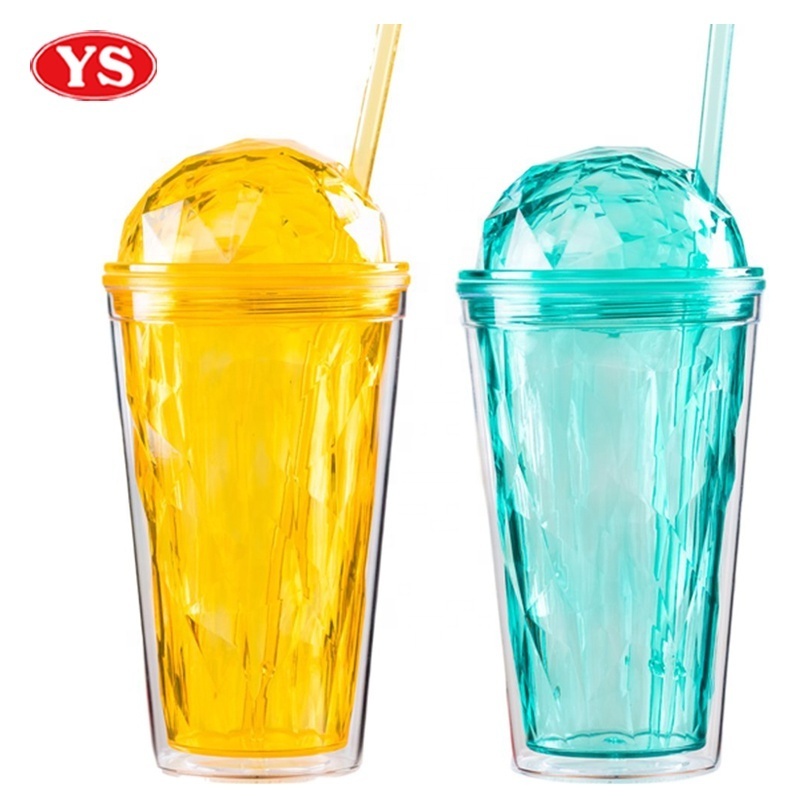 Dome Lid Plastic Coffee Tumbler with Straw 16oz.