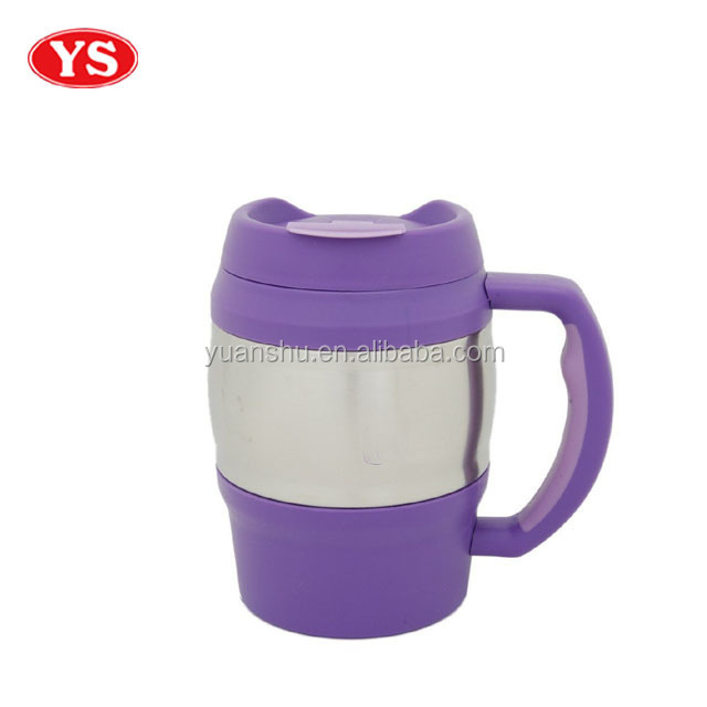 20oz inner plastic and outer stainless thermos bubba mug with handle