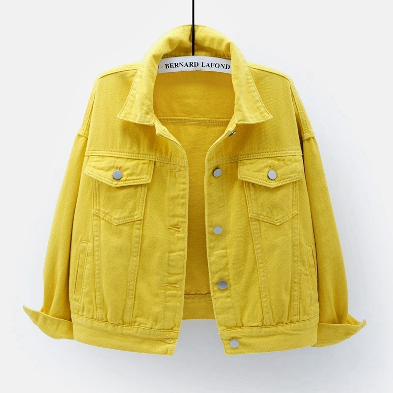 Women's Denim Jacket Spring Autumn Short Coat Pink Jean Jackets Casual Tops Purple Yellow White Loose Tops Lady Outer