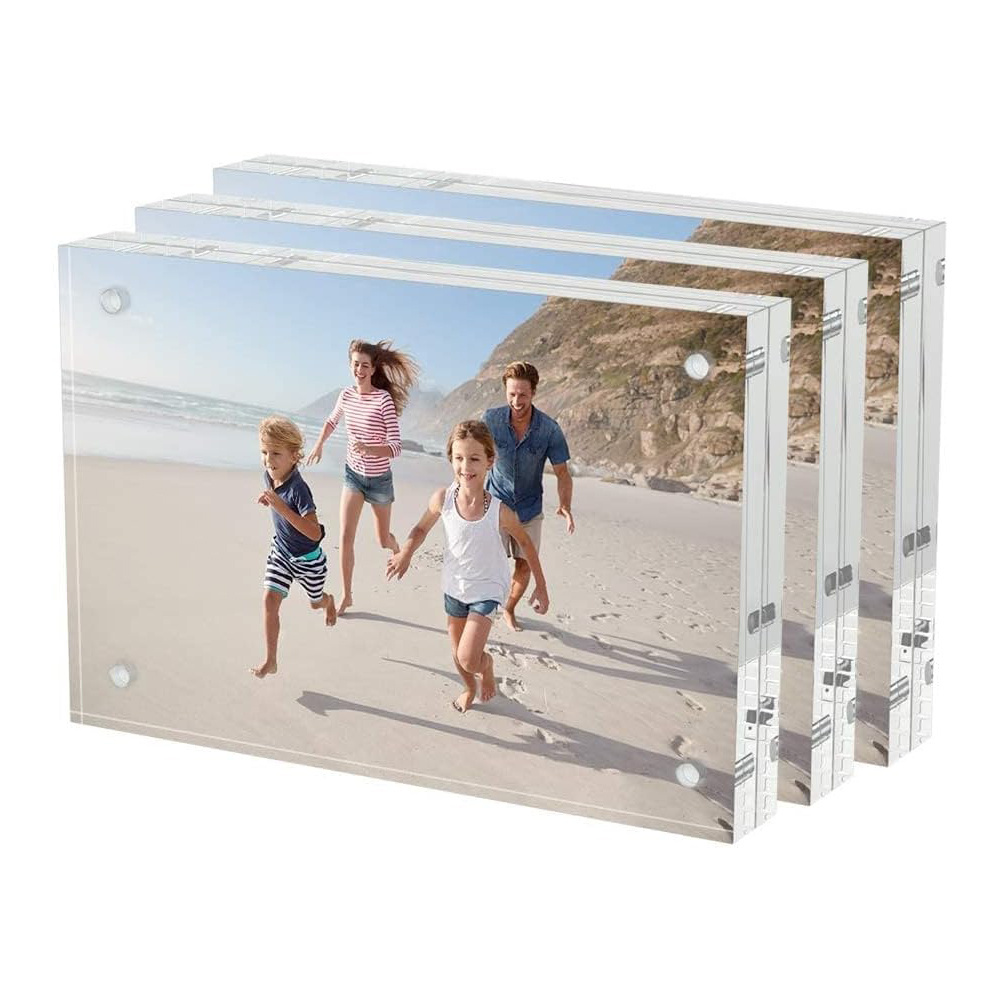 Custom 4x6 Acrylic Picture Frames Clear Picture Frames Double Sided Magnetic Transparent Square Frame Desktop Dis