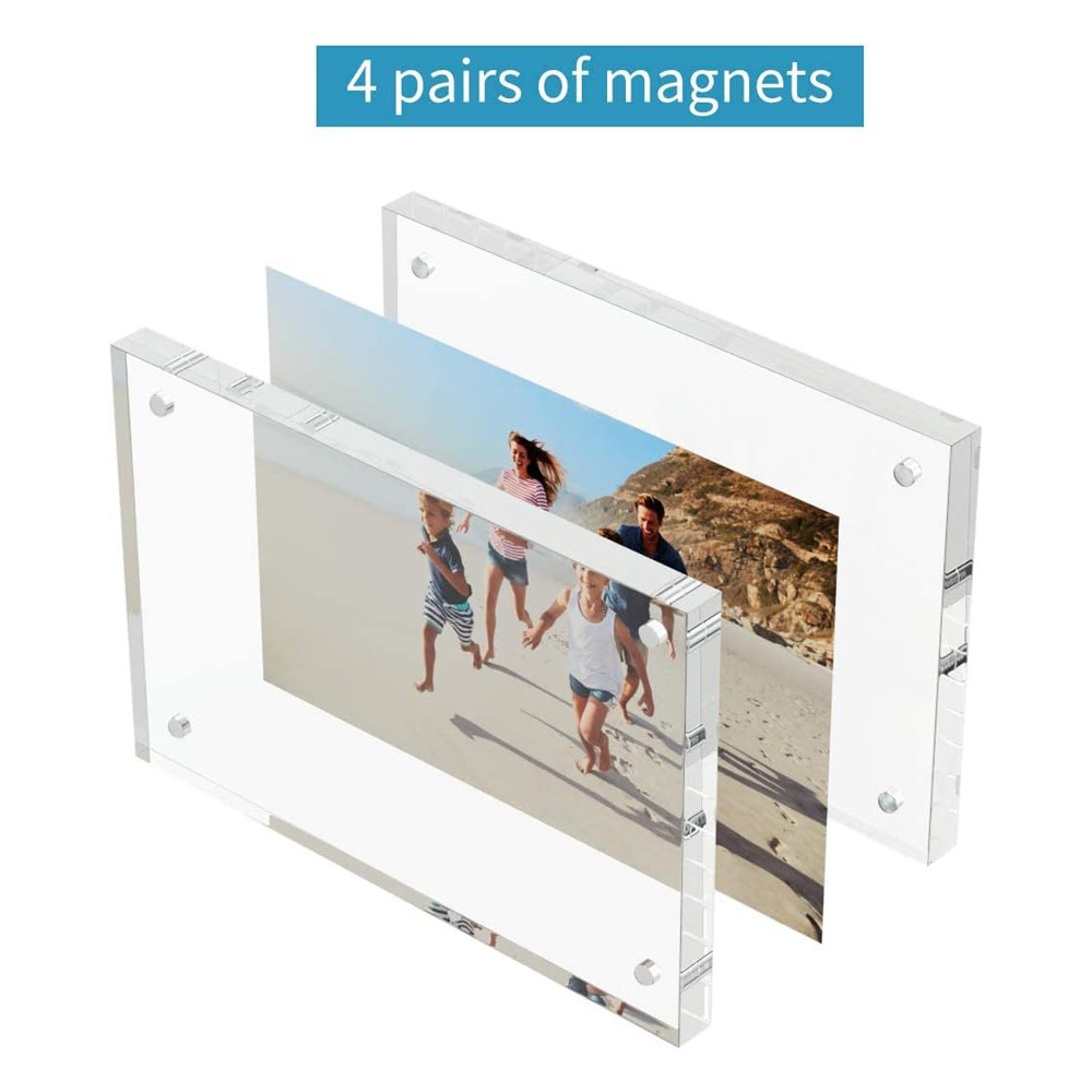 Custom 4x6 Acrylic Picture Frames Clear Picture Frames Double Sided Magnetic Transparent Square Frame Desktop Dis