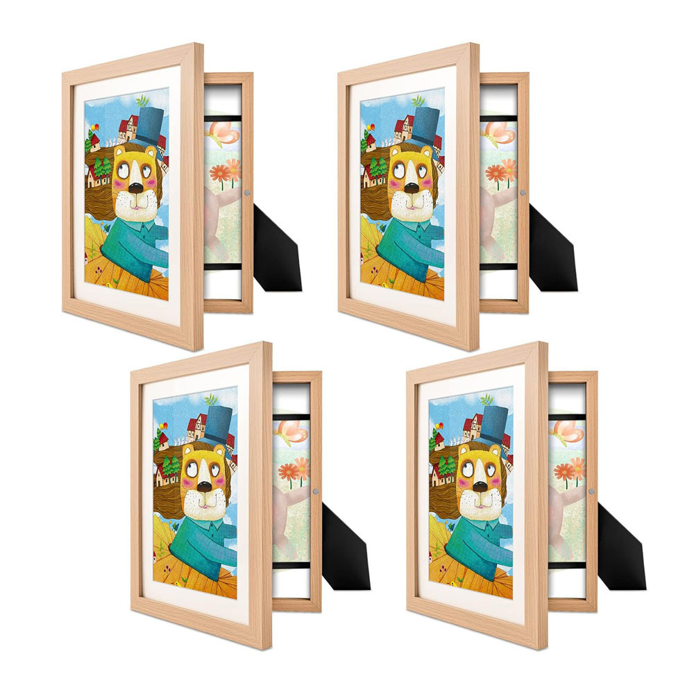 Factory Custom Kids Art Frames Projects Front Opening and Changeable Picture Display for DIN A4 Art-Work Storage Frames