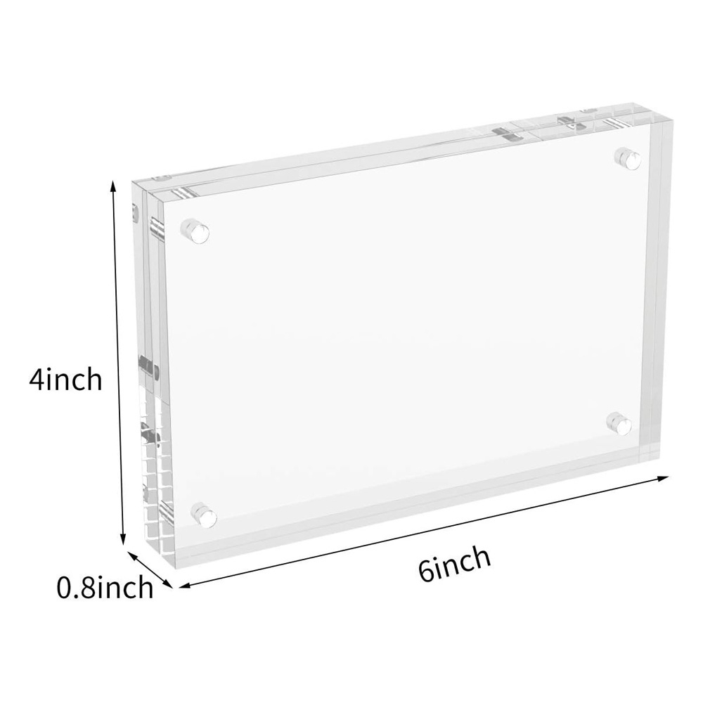 Custom 4x6 Acrylic Picture Frames Clear Picture Frames Double Sided Magnetic Transparent Square Frame Desktop Dis