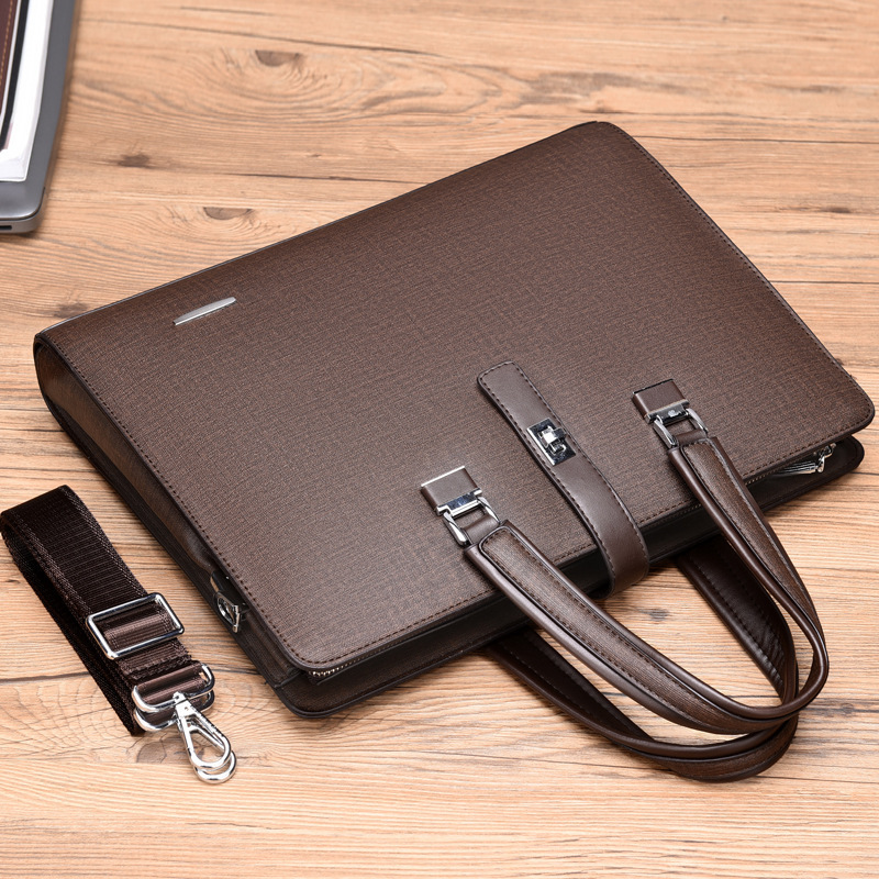 MB065 Professional business carrying genuine leather messenger laptop bag hard attache briefcases