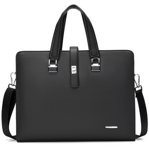 MB065 Professional business carrying genuine leather messenger laptop bag hard attache briefcases