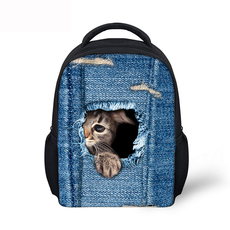 SB022 OEM/ODM Denim Kids Backpack 3D Cat Dog Animal Bag Cute Animal Backpack School Bags Backpack