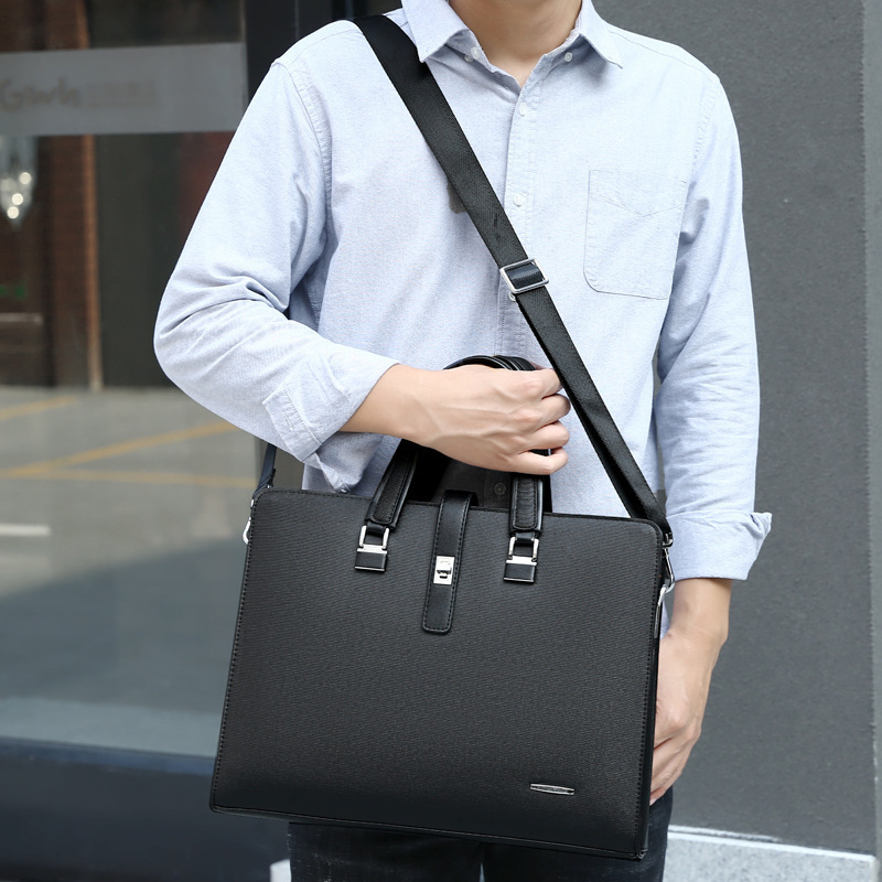 MB065 Professional business carrying genuine leather messenger laptop bag hard attache briefcases