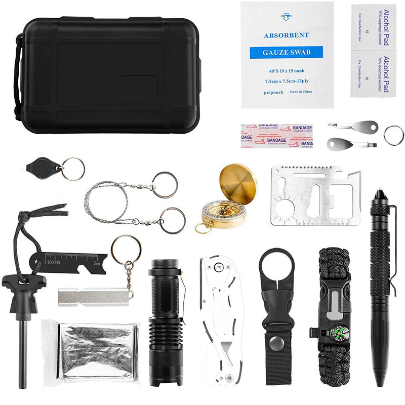 TL001 Professional portable adventure tool rescue gear outdoor camping survival kit