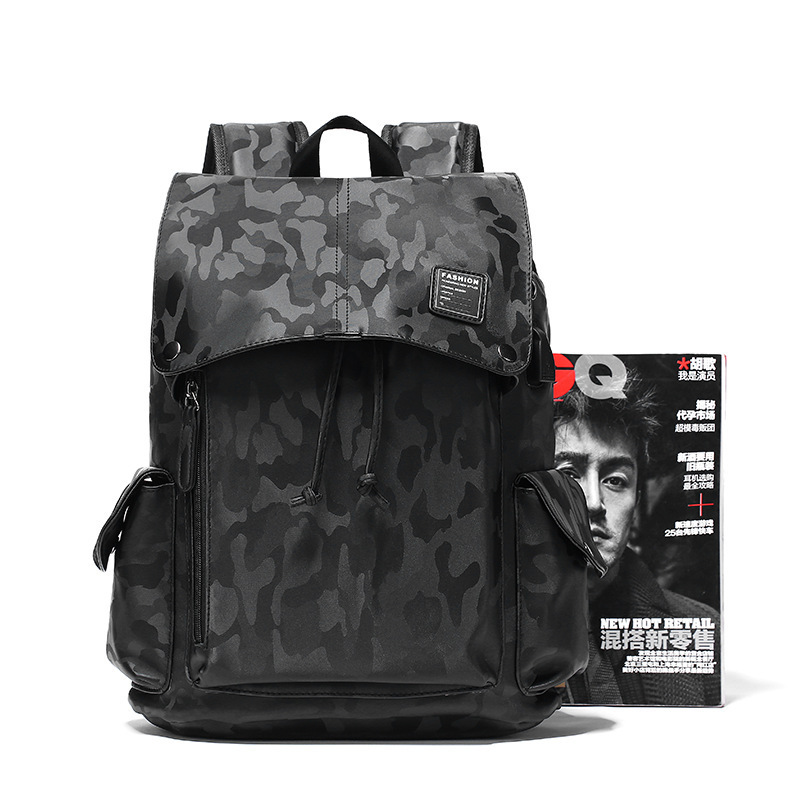 V459 Korean fashion pu camo back pack waterproof camouflage mens backpacks supplier