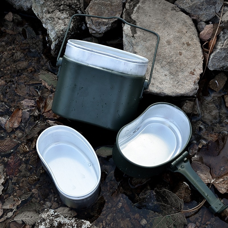 C079 Portable lightweight aluminum lunch box camping mess kit