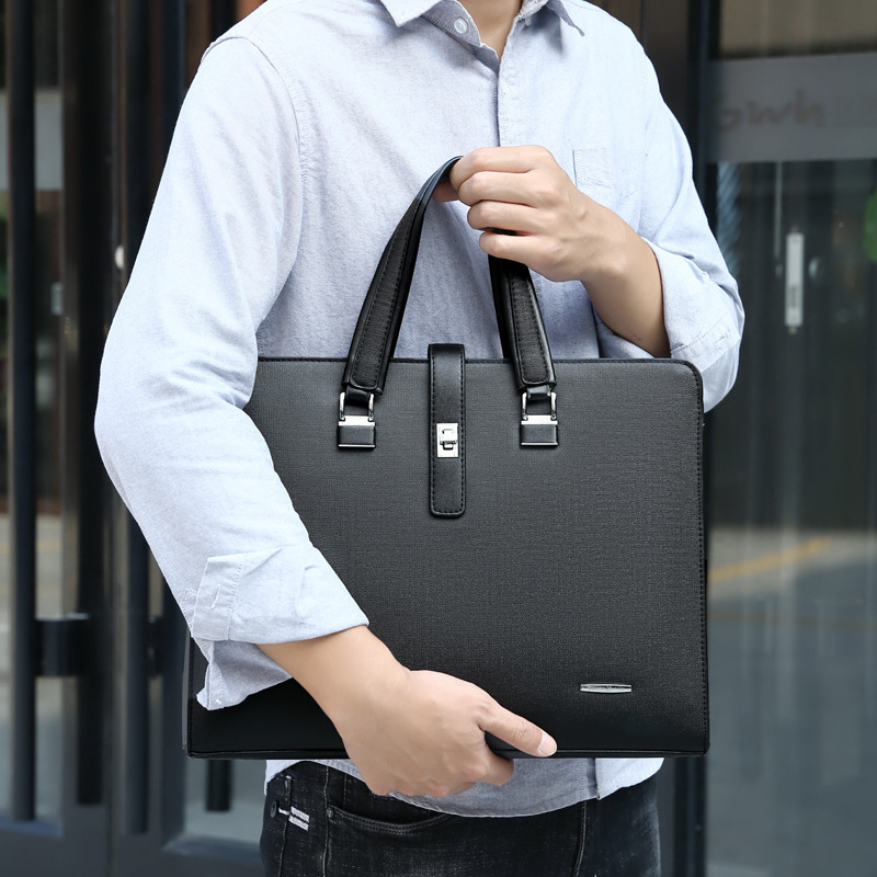 MB065 Professional business carrying genuine leather messenger laptop bag hard attache briefcases