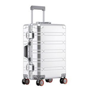 AM03-1 Oem custom luxury premium metallic all aluminum suitcase 24 inch luggage