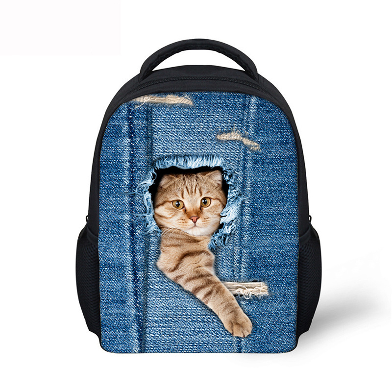 SB022 OEM/ODM Denim Kids Backpack 3D Cat Dog Animal Bag Cute Animal Backpack School Bags Backpack