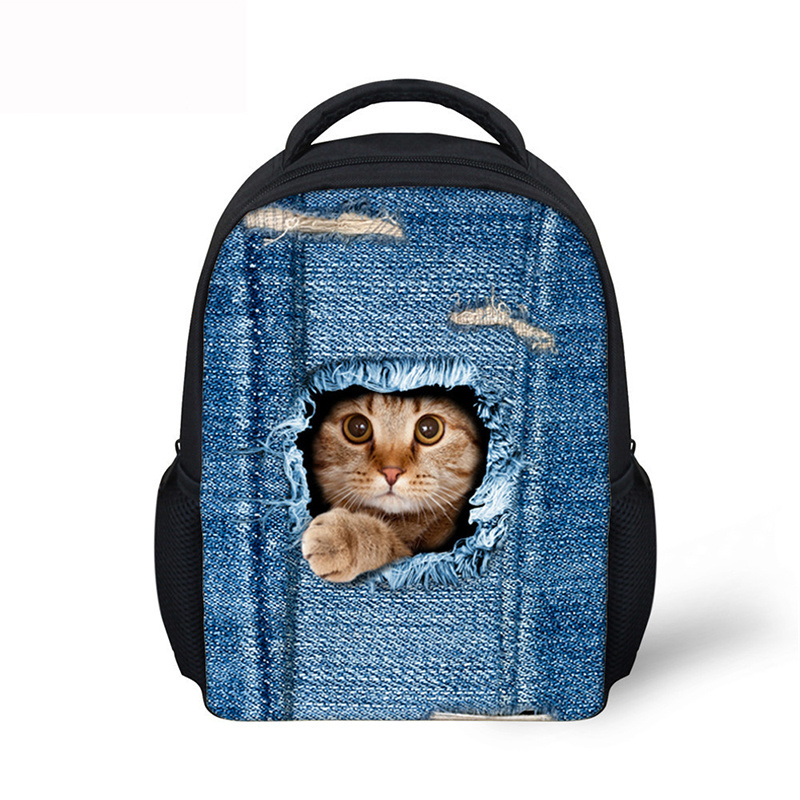 SB022 OEM/ODM Denim Kids Backpack 3D Cat Dog Animal Bag Cute Animal Backpack School Bags Backpack