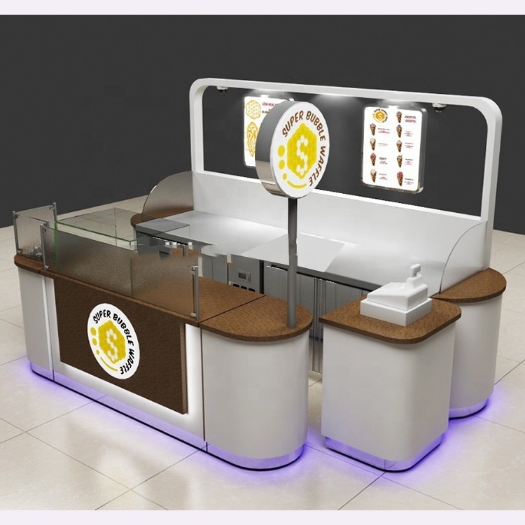 High quality bubble tea kiosk for coffee and ice cream shop display counter furniture