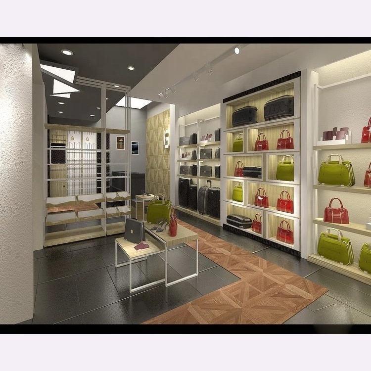 Commercial Wall Display Furniture For Bag Shop Table And Shelf Display, Shoe Store Display Cabinet Design