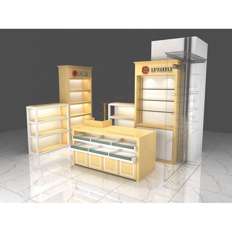 Commercial Wall Display Furniture For Bag Shop Table And Shelf Display, Shoe Store Display Cabinet Design