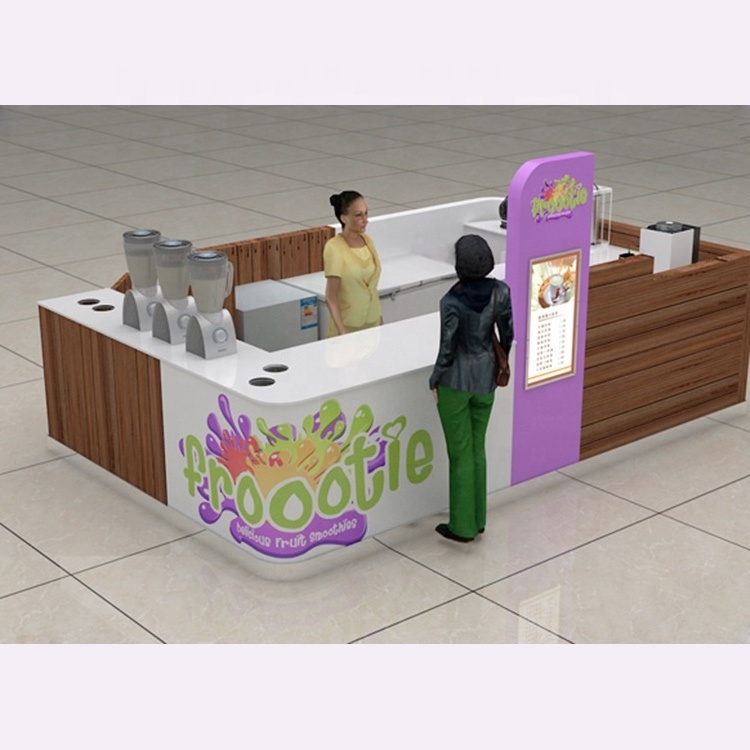 High quality bubble tea kiosk for coffee and ice cream shop display counter furniture