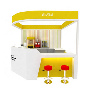 Modern coffee shop furniture display kiosk equipment juice bar display counter in shopping mall