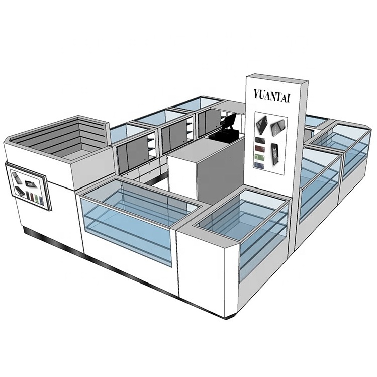 High-end Mobile Phone Kiosk For Sale Glass Display Showcase Counter For Cellphone Store Display Stands Cabinet Furniture