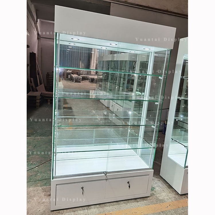 High Quality Jewelry Glass Display Cabinet Wood Display Furniture With LED Lights For Boutique Shop