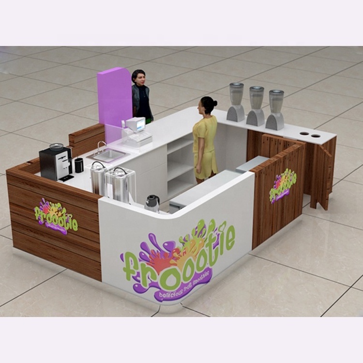 Last design decorative furniture for ice cream / cold drink kiosk interior counter display in mall