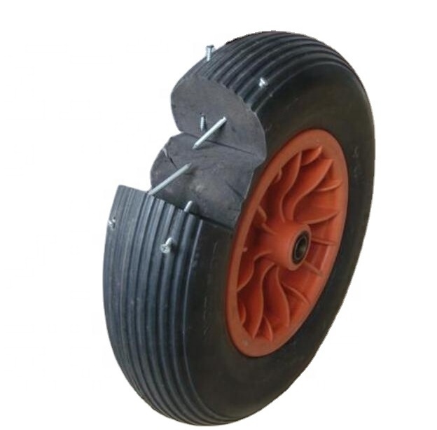 PU foam flat free pneumatic solid rubber wheel barrow tire 4.80 400 8