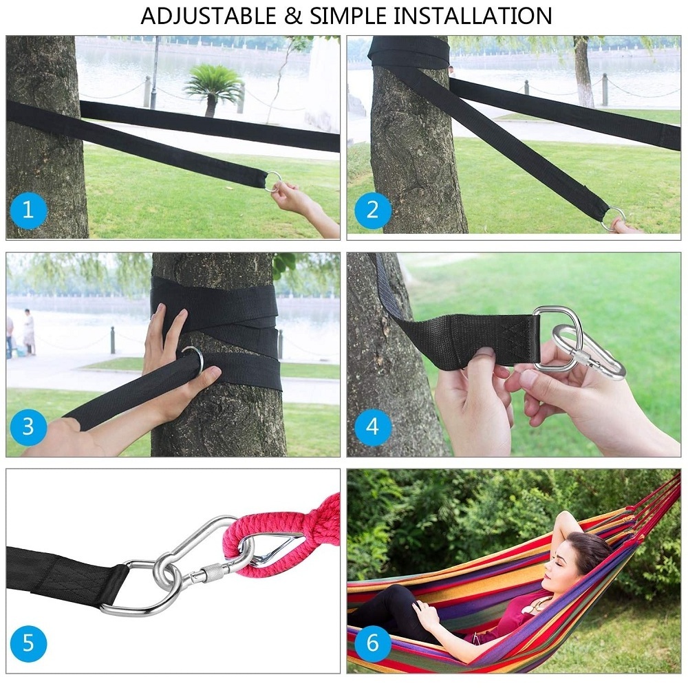 Adjustable tree swing hanging kit strong polyester swing strap outdoor hammock tree straps