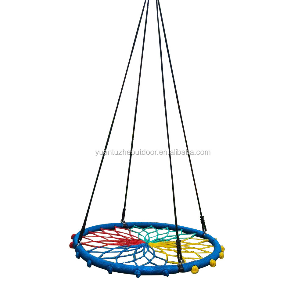 40 Inches Colorful Net Rope Children Swing Spider Web Tree Swing Round Nest Swing For Kids