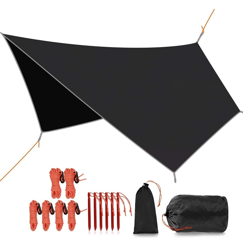 Hammock Rain Fly Tent Tarp Waterproof Camping Awning Essential Survival Gear Stakes Included Easy to Setup Canopy