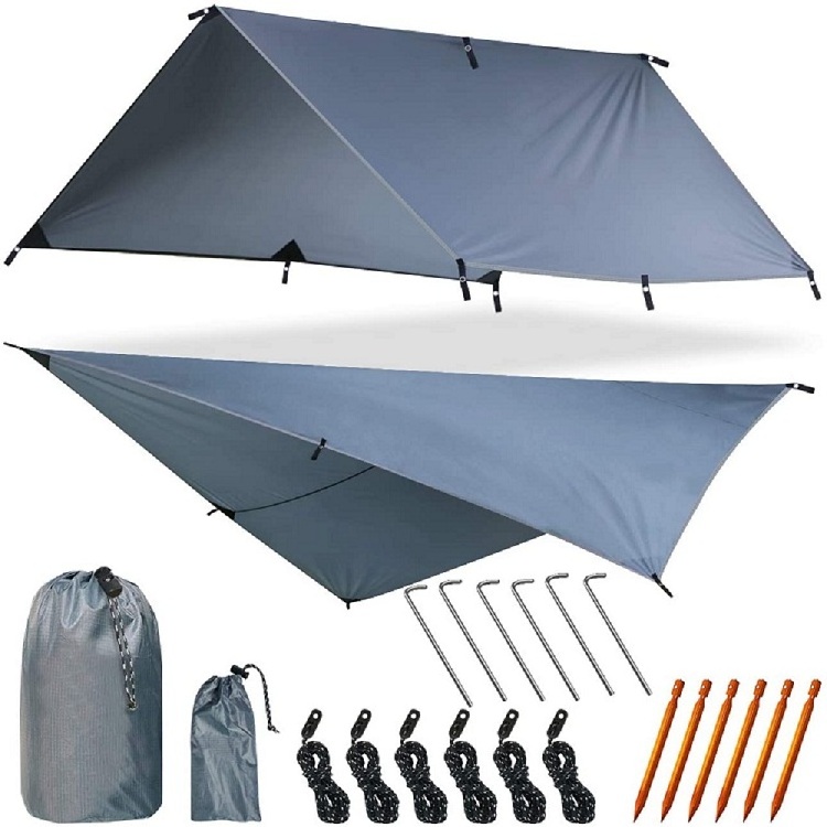 Hammock Rain Fly Tent Tarp Waterproof Camping Awning Essential Survival Gear Stakes Included Easy to Setup Canopy