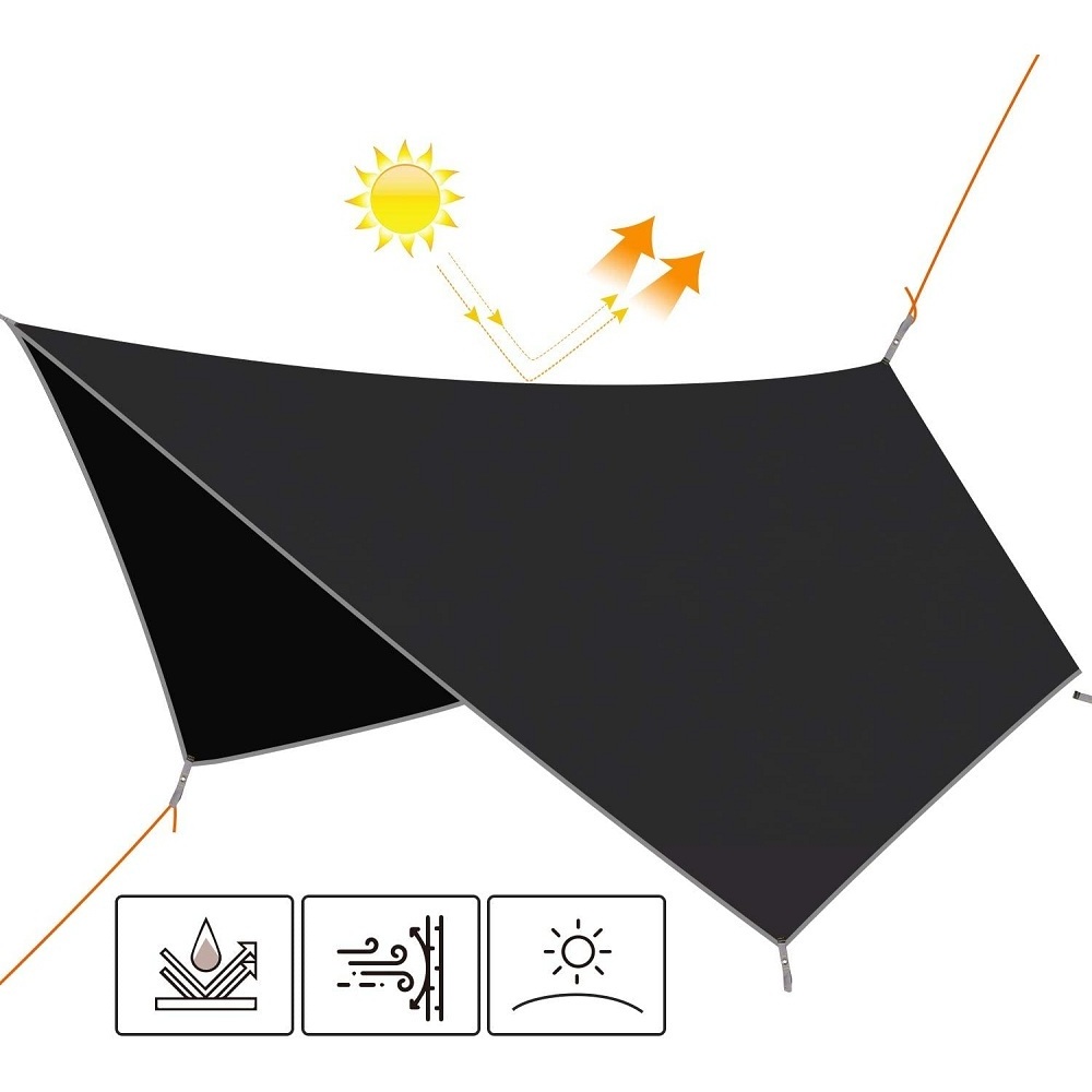 Hammock Rain Fly Tent Tarp Waterproof Camping Awning Essential Survival Gear Stakes Included Easy to Setup Canopy