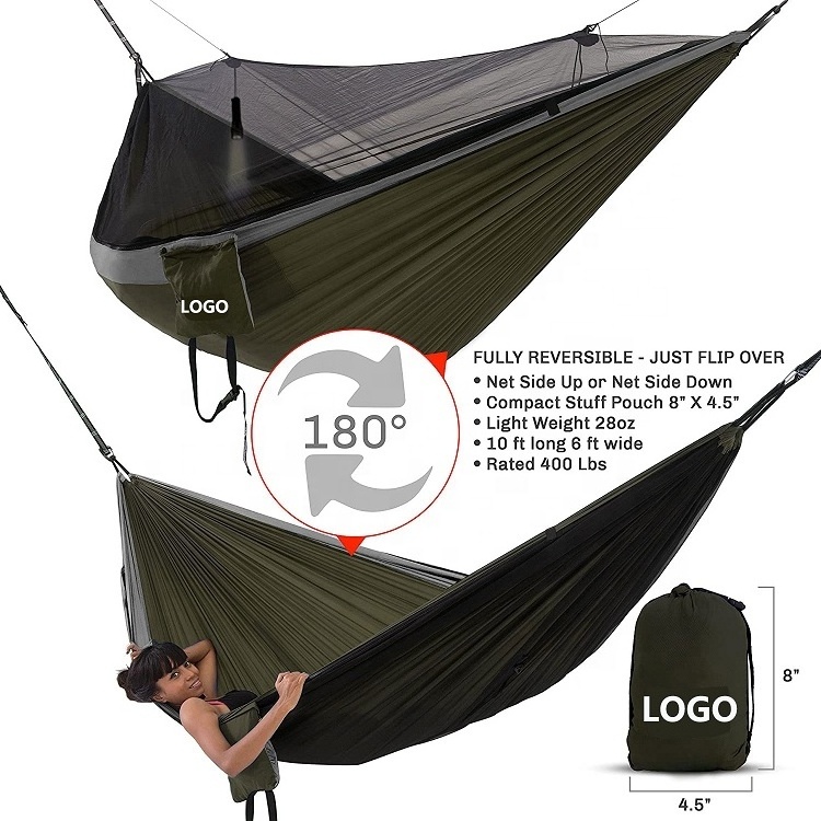 Lightweight Portable parachute Hammock with Mosquito Net,Outdoor Camping mosquito net nylon hammock