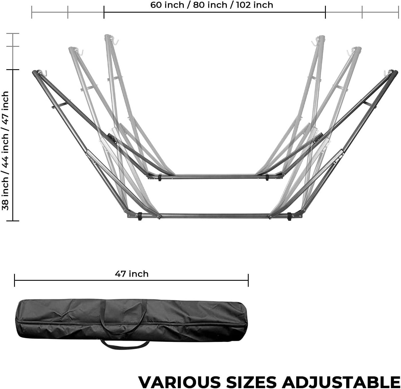 New Design 3 In 1 Outdoor Portable Hook Double Hanging Hammock Stand Hammock Swing Chair Frame Stand Clothes Rack Stand