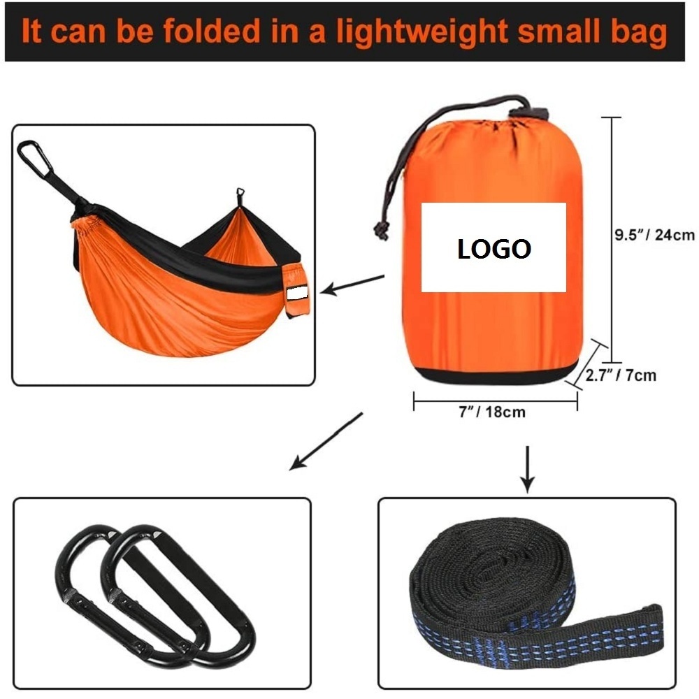 210T Nylon Portable 2 Person Portable Outdoor Parachute Camping Nylon Tent Single and Double Hammock With Tree Straps